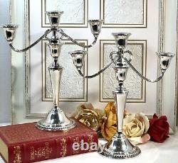 Rogers Sterling Silver Candelabra 3 Arm Vintage Candle holders a Pair