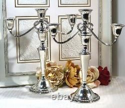 Rogers Sterling Silver Candelabra 3 Arm Vintage Candle holders a Pair