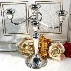 Rogers Sterling Silver Candelabra 3 Arm Vintage Candle holders a Pair