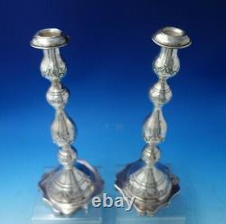 Rose by Unknown Sterling Silver Candlestick Pair 12 1/2 Vintage (#6148)