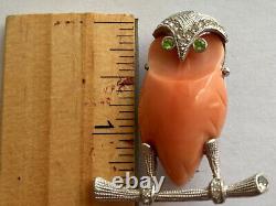 SIGNED Hattie Carnegie DEER & OWL Pair Woodland FIGURAL Pins 60s Vintage Brooch