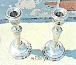 SUPERB VINTAGE HANDWROUGHT PAIR OF STERLING SILVER CANDLE HOLDERS 417 g WEIGHED