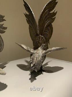 Scully and scully Vintage Italian Silver Plate Pair Fighting Roosters