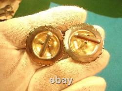 Sensational Old Vtg Pair Of Handcrafted Sterling Silver Concho Style Cufflinks