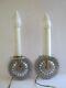 Set Of 2 Antique Wall Sconces Electric Candlestick Vintage 1930s Silver Rewired