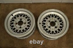 Set of (2) Weds Mesh Wheels 14x6 4x114.3 JDM Rims Rare Vintage 14 pair Silver