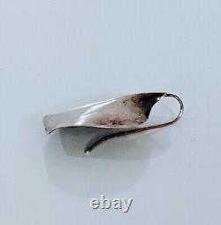 Signed Modernist Minimalist Vintage D Epstein Leaf Earrings in Sterling Silver