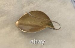 Signed Modernist Minimalist Vintage D Epstein Leaf Earrings in Sterling Silver