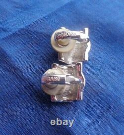 Signed SWAROVSKI SWAN Vintage Lot 3 Pair Clip Earrings Crystal Silver Gold Tone