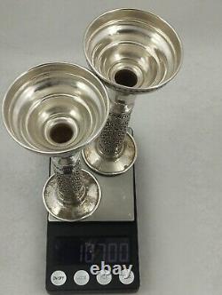 Silver 925 Pair of Candlestick Holders Rare Wonderful Vintage