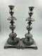 Silver Pair Plated Candlesticks Vintage Candle Set 2 Tall Holder Ornate Tall 14