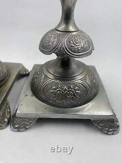 Silver Pair Plated Candlesticks Vintage Candle Set 2 Tall Holder Ornate Tall 14