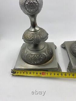 Silver Pair Plated Candlesticks Vintage Candle Set 2 Tall Holder Ornate Tall 14