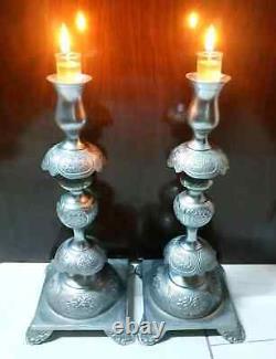 Silver Pair Plated Candlesticks Vintage Candle Set 2 Tall Holder Ornate Tall 14