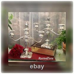 Silver Plated Candelabras Vintage Twisted Branch 3 Arm Rare a Pair