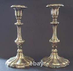 Silver plate electroplate vintage Victorian antique pair tall candlesticks