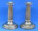 Silver Plate Vintage Victorian Antique Fluted Column Pair Of Candlesticks