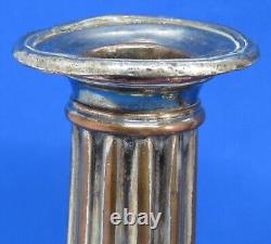 Silver plate vintage Victorian antique fluted column pair of candlesticks