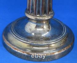 Silver plate vintage Victorian antique fluted column pair of candlesticks