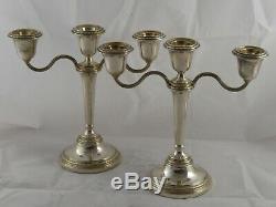 Smart Pair Vintage Solid Sterling Silver Candlesticks / Candelabra 1962