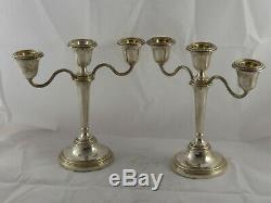 Smart Pair Vintage Solid Sterling Silver Candlesticks / Candelabra 1962