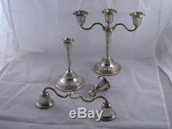 Smart Pair Vintage Solid Sterling Silver Candlesticks / Candelabra 1962