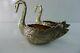 Solid Silver Pair Of Rare Antique Salt & Pepper Cellars Swan Shaped