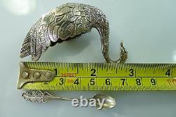 Solid Silver Pair Of Rare Antique Salt & Pepper Cellars Swan Shaped