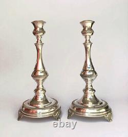 Special Pair Of 925 Sterling Silver Candlesticks Hazorfim Judaism Vintage Gift