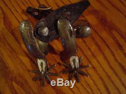 Spurs Pair Vintage Matching Iron Mexican with Silver Overlay all the way around