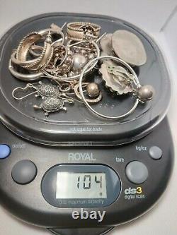 Sterling 925 Earring Lot 104 Grams 12 Pairs All Wearable Vintage to Modern