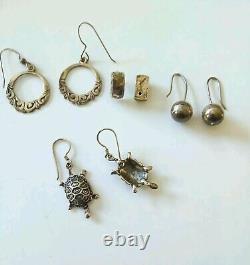 Sterling 925 Earring Lot 104 Grams 12 Pairs All Wearable Vintage to Modern