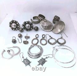 Sterling 925 Earring Lot 104 Grams 12 Pairs All Wearable Vintage to Modern