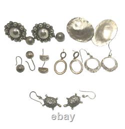 Sterling 925 Earring Lot 104 Grams 12 Pairs All Wearable Vintage to Modern