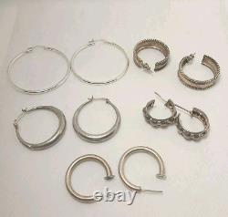Sterling 925 Earring Lot 104 Grams 12 Pairs All Wearable Vintage to Modern