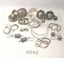 Sterling 925 Earring Lot 104 Grams 12 Pairs All Wearable Vintage to Modern