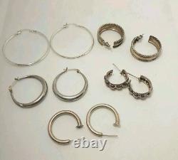 Sterling 925 Earring Lot 104 Grams 12 Pairs All Wearable Vintage to Modern