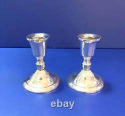 Sterling Candlesticks Duchin CreationVtg Pair of 3 3/4 H Weighted Bottoms
