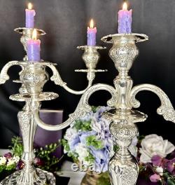 Sterling Gorham Louis XV Candelabras Vintage Large Centerpiece Candle Holders 2