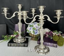 Sterling Gorham Louis XV Candelabras Vintage Large Centerpiece Candle Holders 2