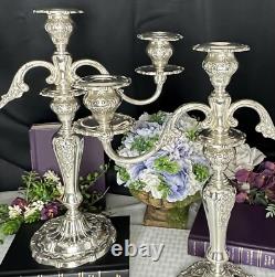 Sterling Gorham Louis XV Candelabras Vintage Large Centerpiece Candle Holders 2