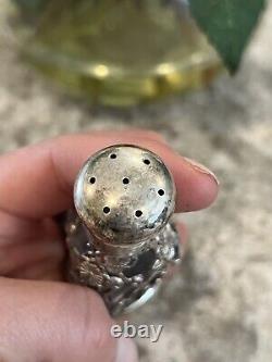 Sterling Salt Pepper Shakers Silver Overall Cheeey Blossom Pair Antique Vtg