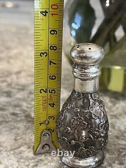 Sterling Salt Pepper Shakers Silver Overall Cheeey Blossom Pair Antique Vtg