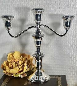 Sterling Silver 3 Arm Candelabras Candle Holders Vintage Pair