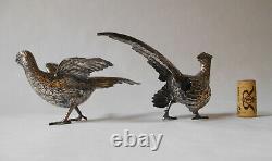 Sterling Silver 835 Belgian / Dutch / French Pheasant Birds Pair Vintage Lovely