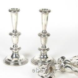 Sterling Silver Candelabra Vtg Empire Weighted Pair Convertible 3 Light