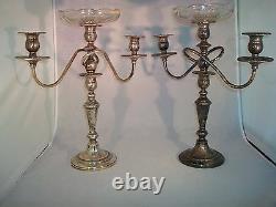 Sterling Silver Candelabra-candlesticks Pair Vtg Fisher Convertible 329 6 Pieces