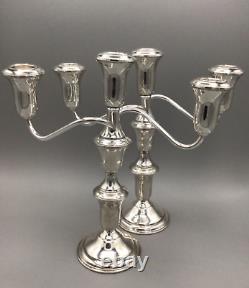 Sterling Silver Candelabras 3 Arm VINTAGE candlestick PAIR Multi Height ADJUST