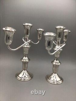 Sterling Silver Candelabras 3 Arm VINTAGE candlestick PAIR Multi Height ADJUST