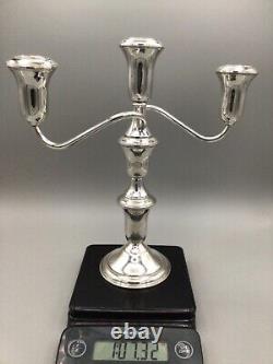 Sterling Silver Candelabras 3 Arm VINTAGE candlestick PAIR Multi Height ADJUST